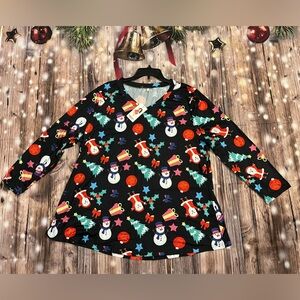 🎄Women’s Soft Christmas V-Neck Pull Over Long Sleeve Holiday Top Size 22W NWT.